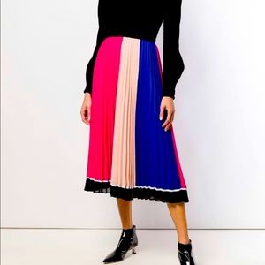 GORGEOUS MULTI STRIPED CHIFFON SKIRT PINK-NAVY